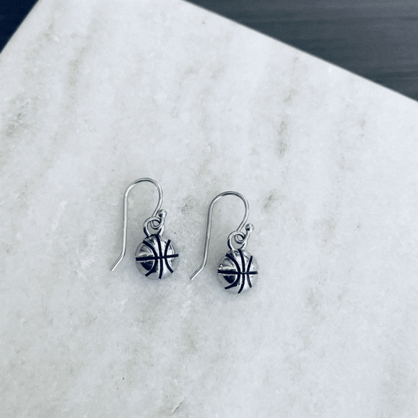 Basketball Dangle Earrings - Silver