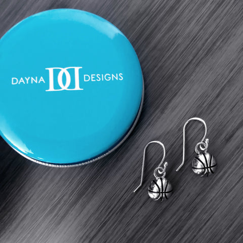 Basketball Dangle Earrings - Silver