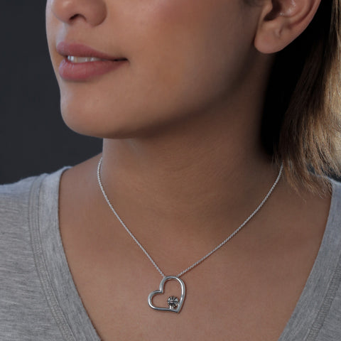 Basketball Heart Pendant Necklace - Silver