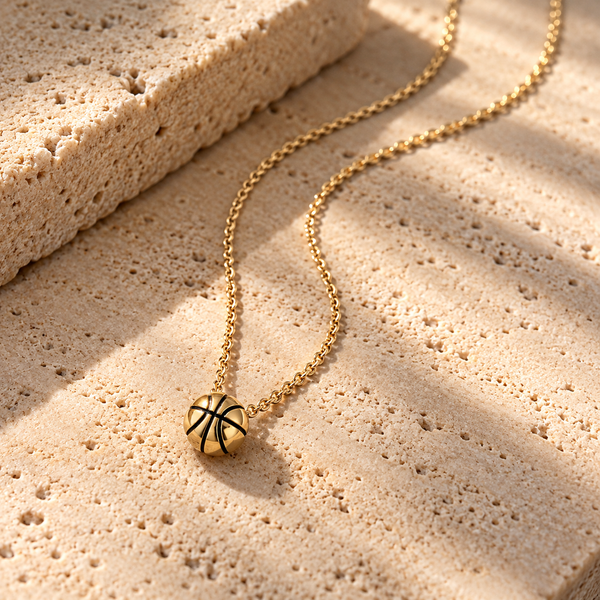 Basketball Pendant Necklace - Gold