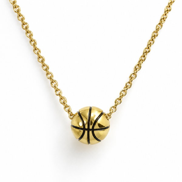 Basketball Pendant Necklace - Gold