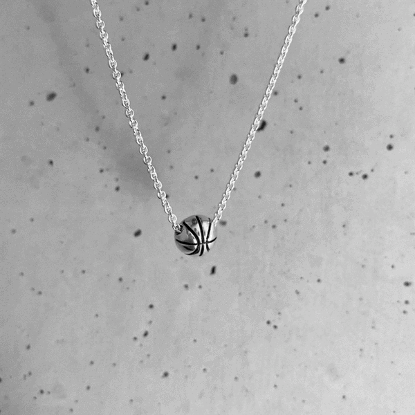Basketball Pendant Necklace - Silver
