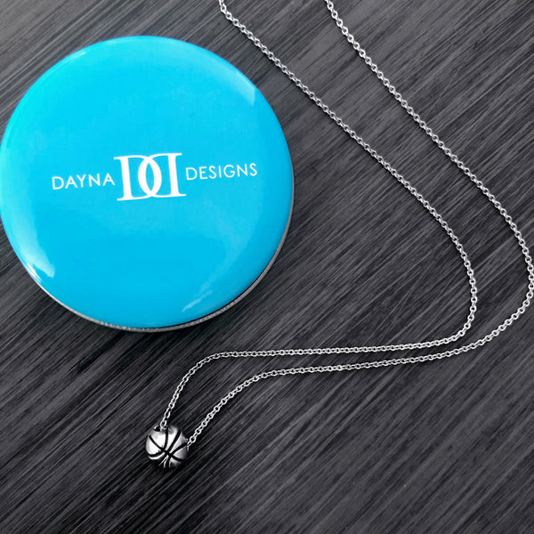 Basketball Pendant Necklace - Silver