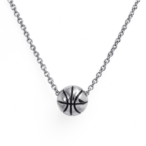 Basketball Pendant Necklace - Silver