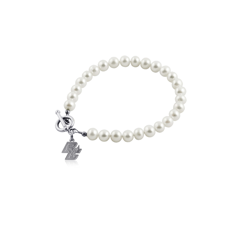Boston College Eagles Pearl Bracelet - Silver