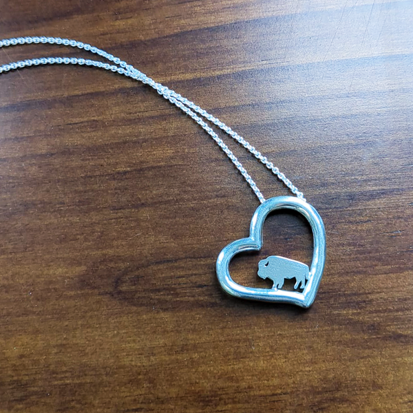 Buffalo Heart Necklace - Silver