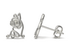 Bulldog Silhouette Stud Earrings - Silver