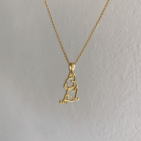 Bulldog Silhouette Pendant Necklace - Gold Plated