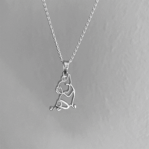 Bulldog Silhouette Pendant Necklace - Silver