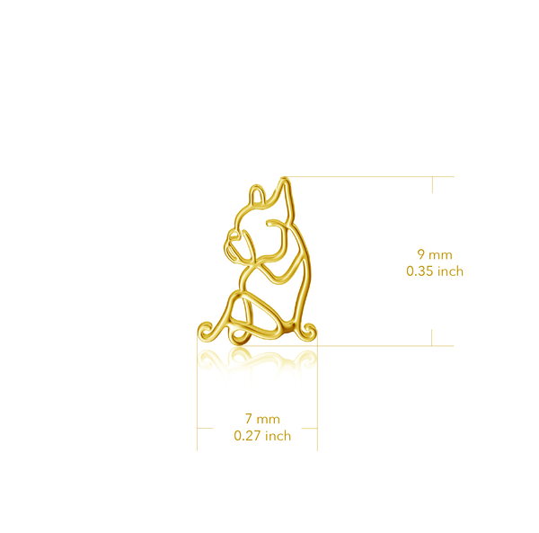 Bulldog Silhouette Stud Earrings - Gold