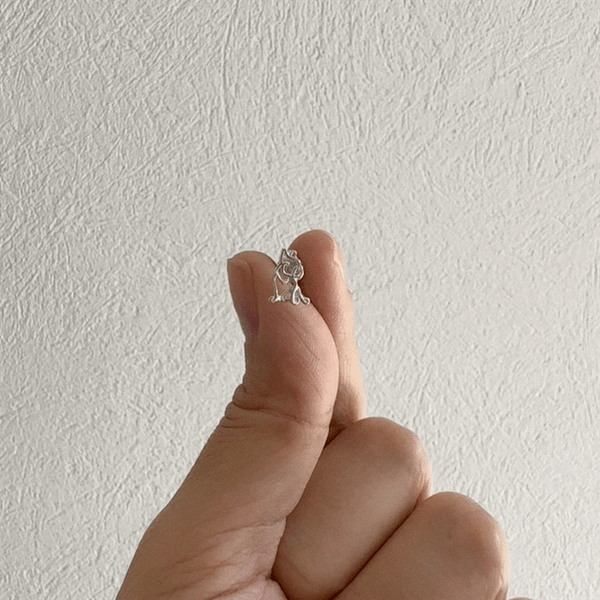 Bulldog Silhouette Stud Earrings - Silver