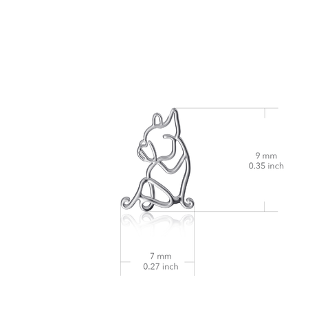 Bulldog Silhouette Stud Earrings - Silver