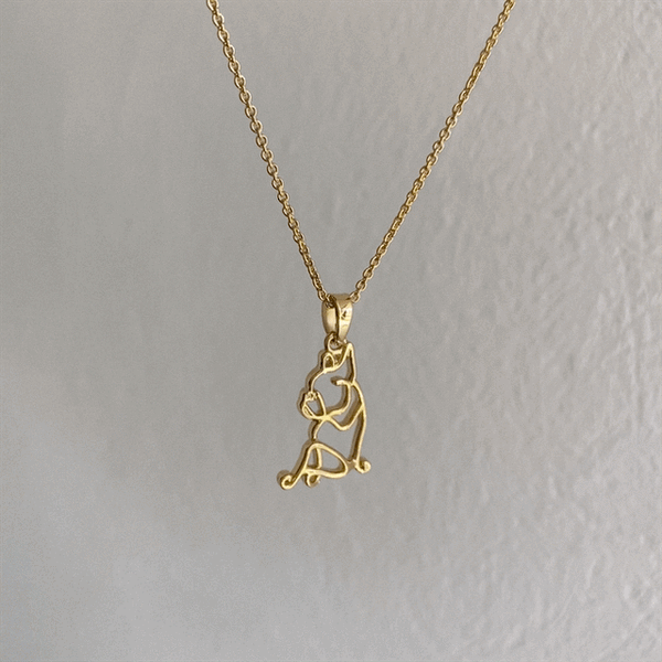 Bulldog Silhouette Pendant Necklace - Gold