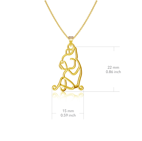 Bulldog Silhouette Pendant Necklace - Gold