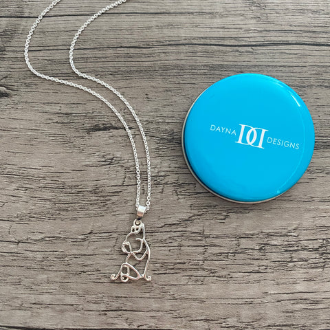 Bulldog Silhouette Pendant Necklace - Silver