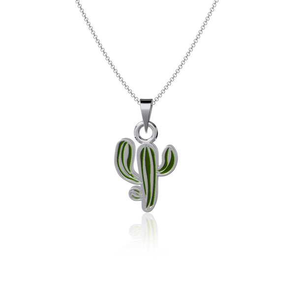 Cactus Pendant Necklace - Enamel