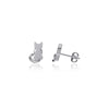 Cat Stud Earrings - Silver