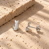 Cat Stud Earrings - Silver