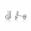Cat Stud Earrings - Silver