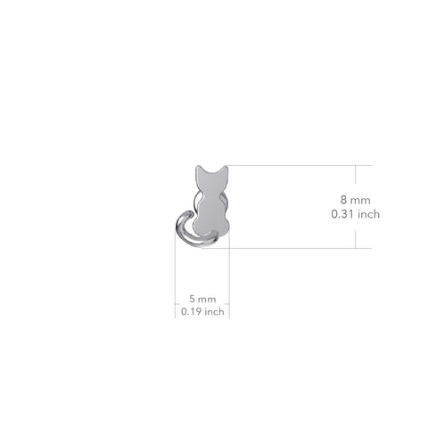 Cat Stud Earrings - Silver