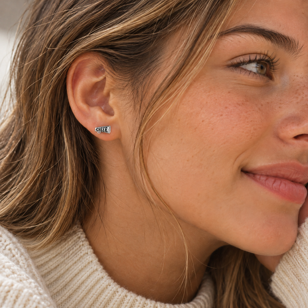 Cheer Stud Earrings - Silver