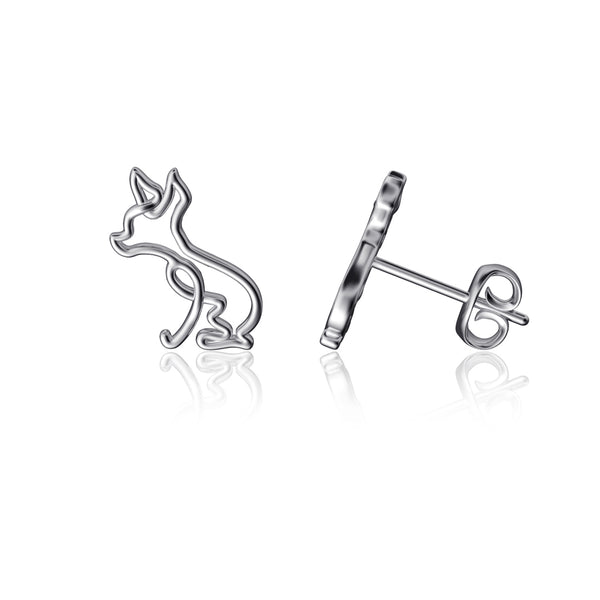 Chihuahua Stud Earrings - Silver