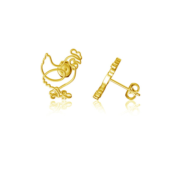 Chicken Stud Earrings - Gold