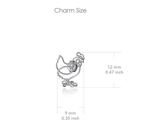 Chicken Stud Earrings - Silver