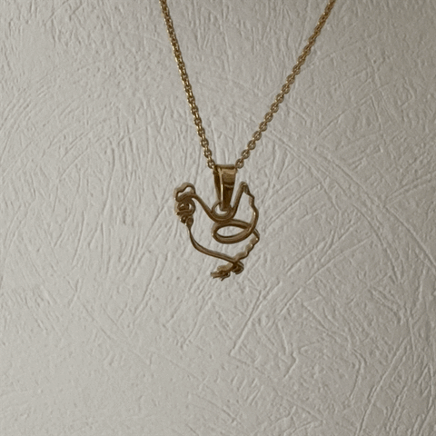 Chicken Pendant Necklace - Gold
