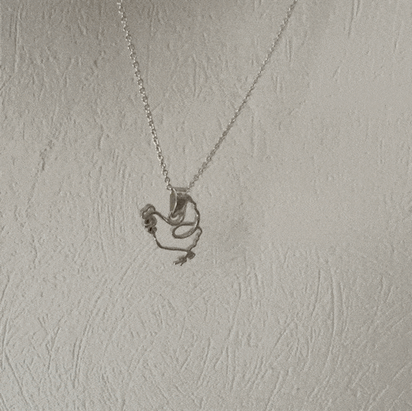 Chicken Pendant Necklace - Silver