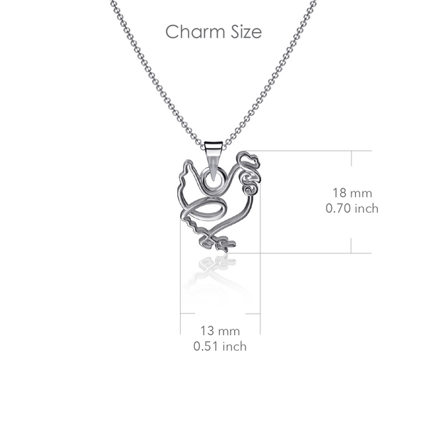 Chicken Pendant Necklace - Silver