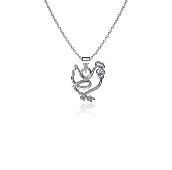 Chicken Pendant Necklace - Silver