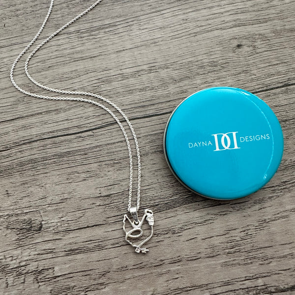 Chicken Pendant Necklace - Silver