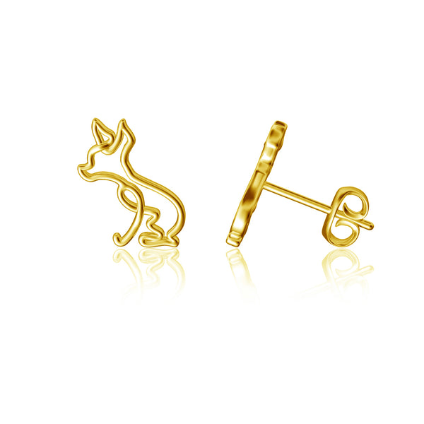 Chihuahua Stud Earrings - Gold