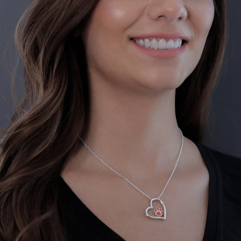 Clemson University Heart Necklace - Enamel