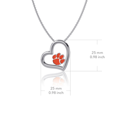 Clemson University Heart Necklace - Enamel