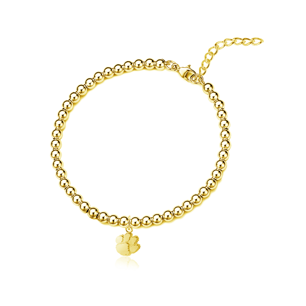 Clemson University Beaded Bracelet - Gold