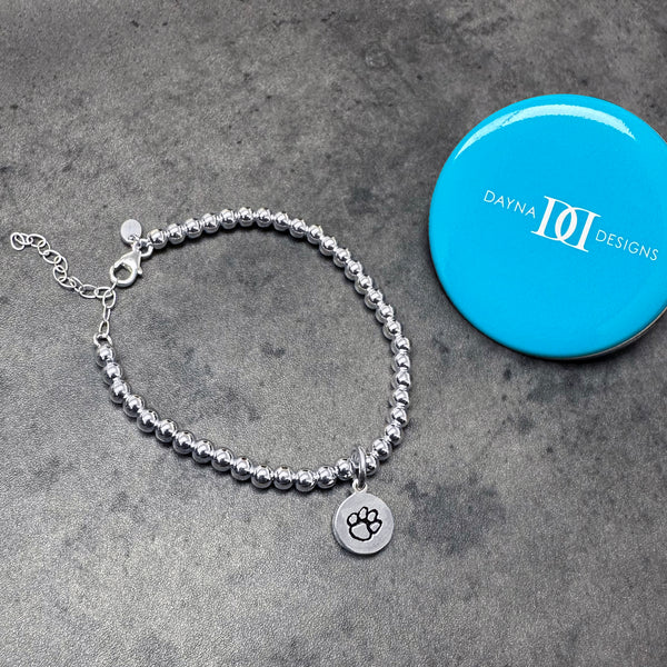 Clemson University Silver Beaded Bracelet