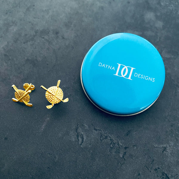 Golf Clubs Stud Earrings - Gold