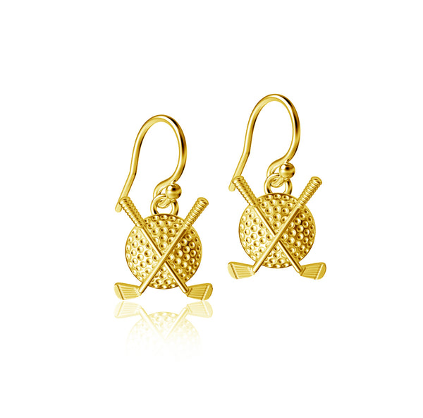 Golf Clubs Dangle Earrings - Gold