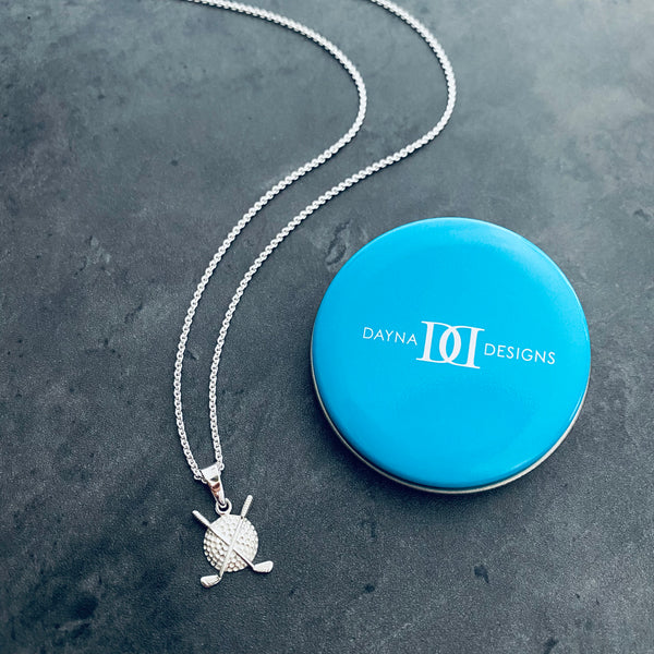 Golf Clubs Pendant Necklace - Silver