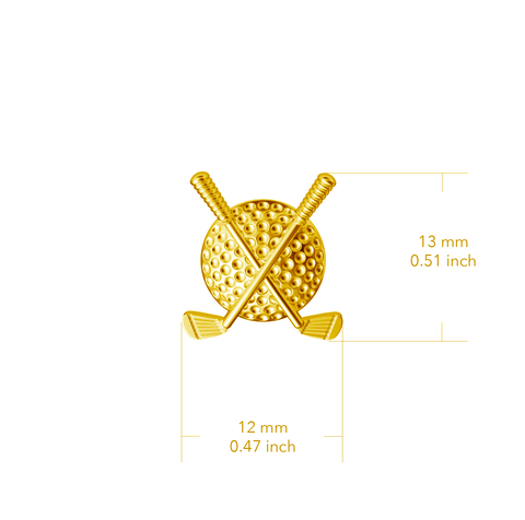 Golf Clubs Post Earrings - Gold Plated