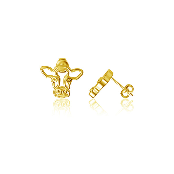 Cow Stud Earrings - Gold