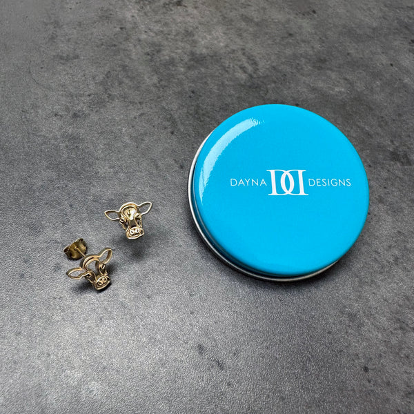 Cow Stud Earrings - Gold