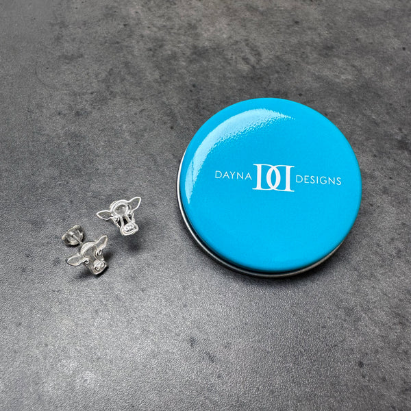 Cow Stud Earrings - Silver