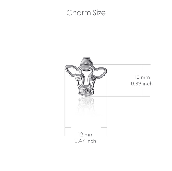 Cow Stud Earrings - Silver