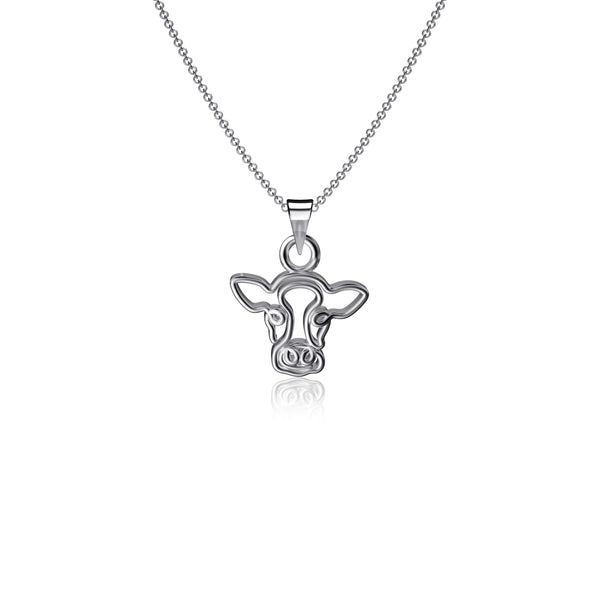 Cow Pendant Necklace - Silver