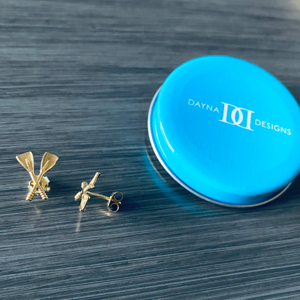 Crew Rowing Stud Earrings - Gold
