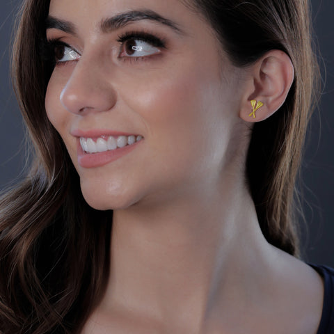 Crew Rowing Stud Earrings - Gold