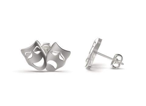 Comedy and Tragedy Mask Stud Earrings